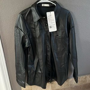 Faux leather shirt